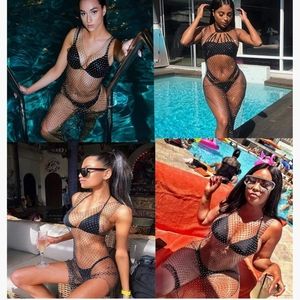 BLACK FISHNET MIDI DRESS